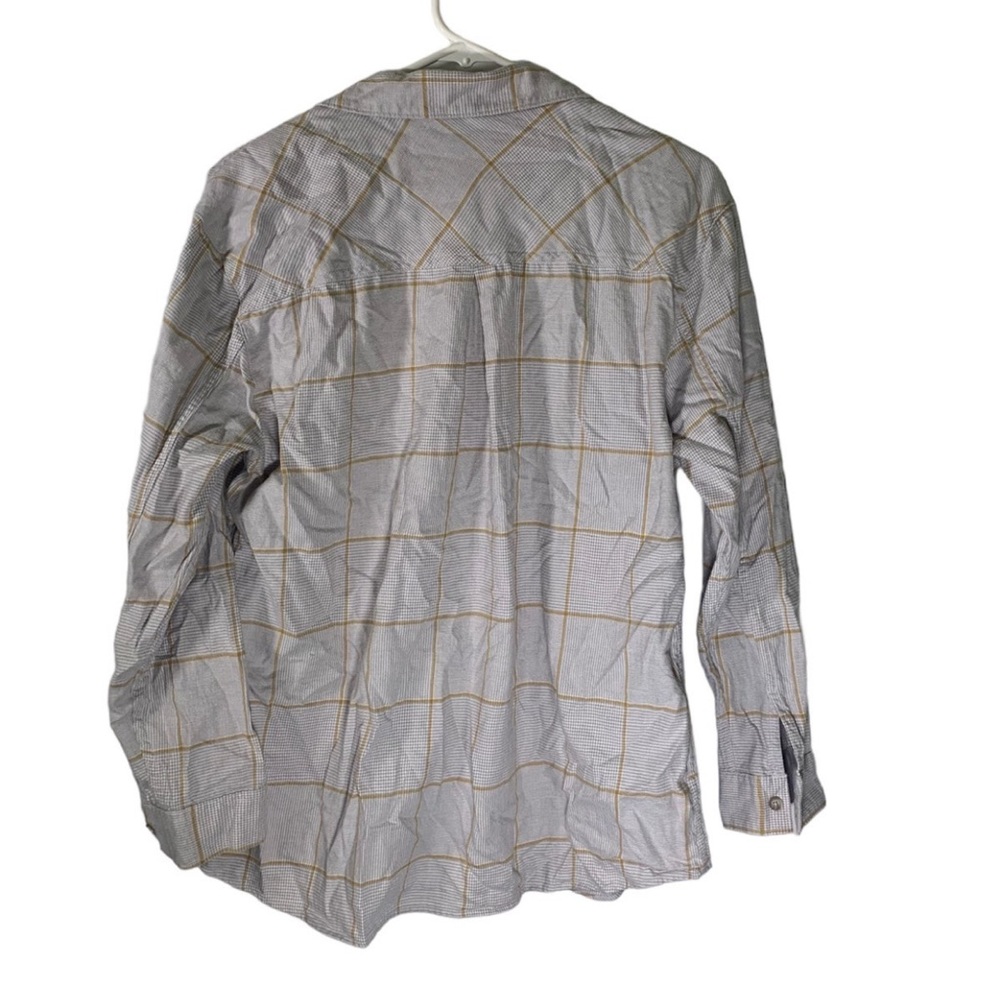 Eddie Bauer Medium Grey, White and Yellow Boyfriend Fit Button Down Shirt - Picture 4 of 4